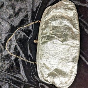 Vintage Silver glitter clutch